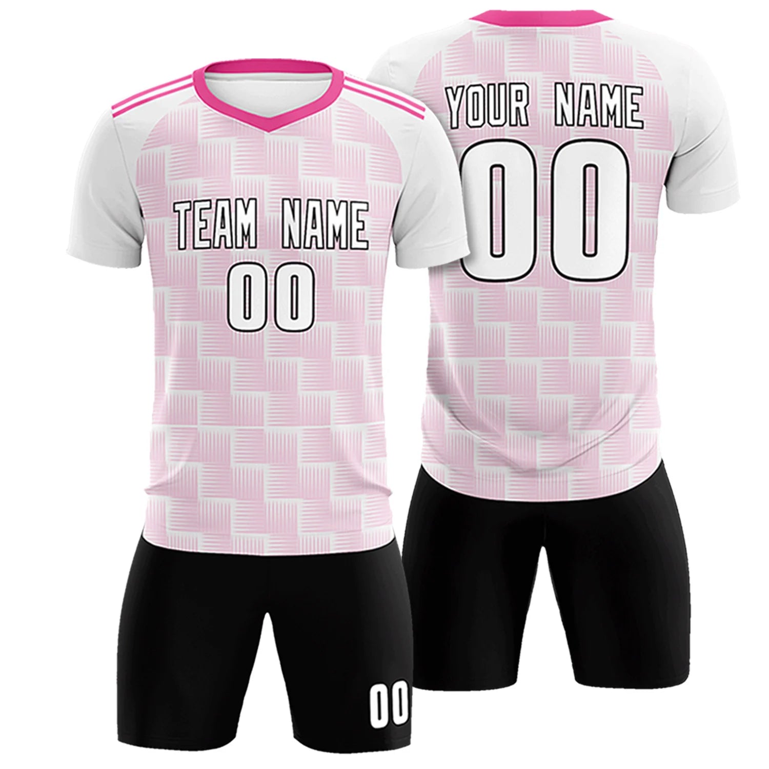 Custom White Pink Casual Outdoor Soccer Sets Jersey