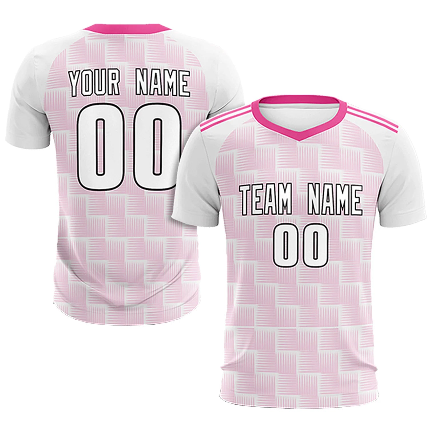 Custom White Pink Casual Outdoor Soccer Sets Jersey