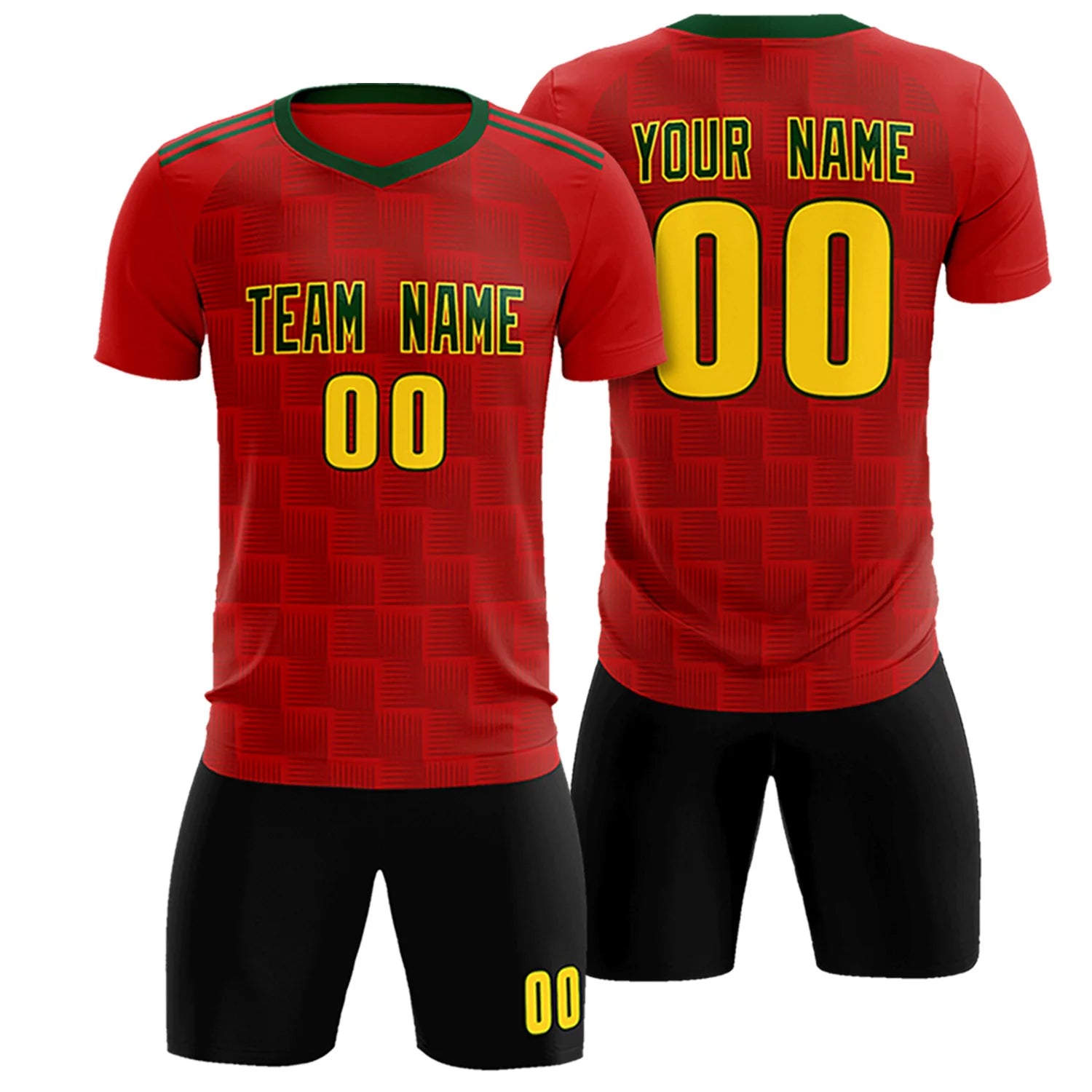 Custom Red Green Casual Outdoor Soccer Sets Jersey