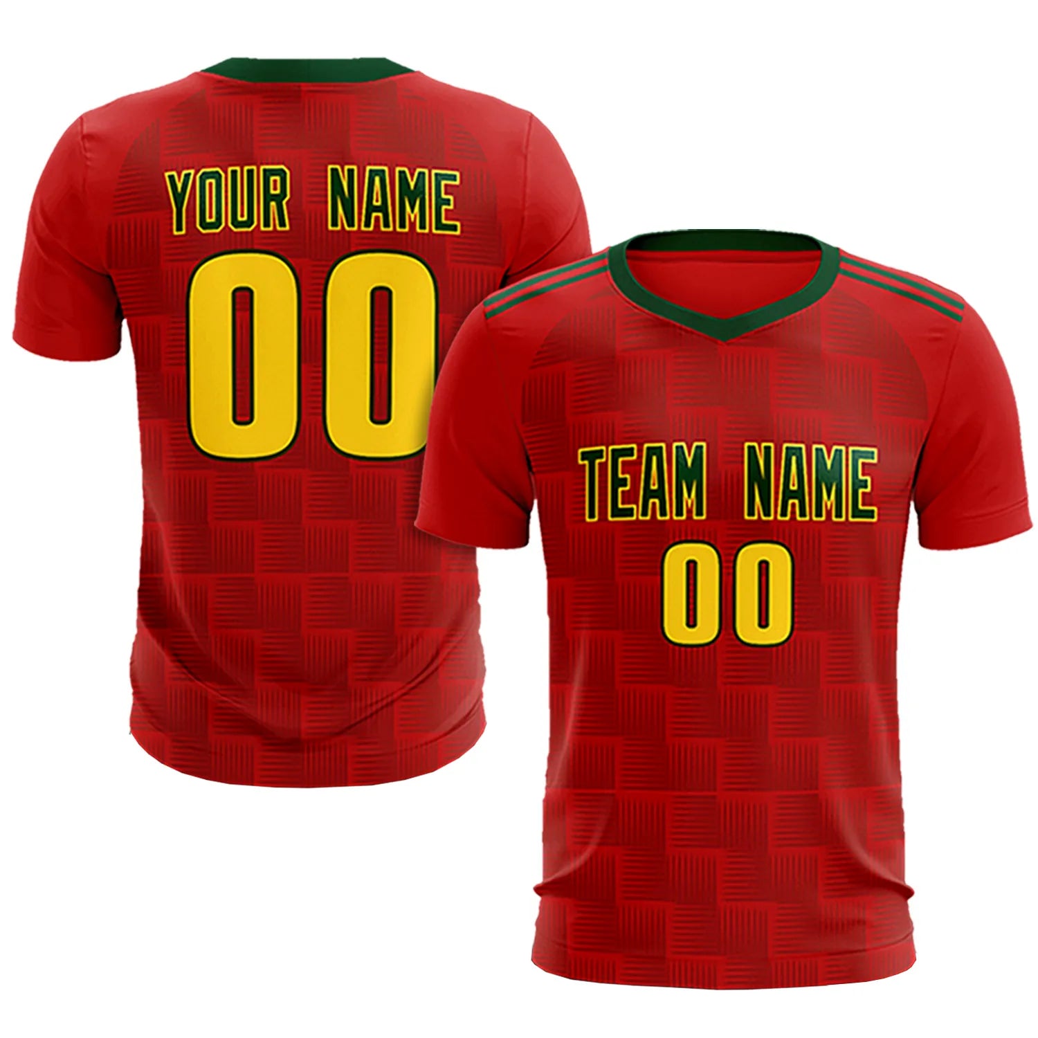 Custom Red Green Casual Outdoor Soccer Sets Jersey
