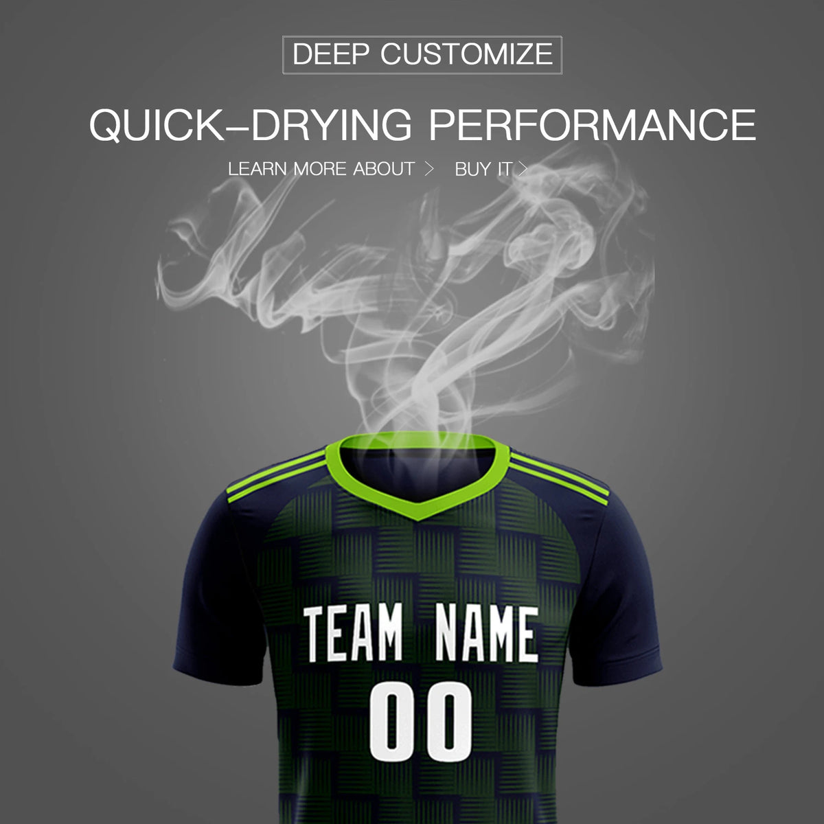 Custom Navy Neon Green Casual Outdoor Soccer Sets Jersey