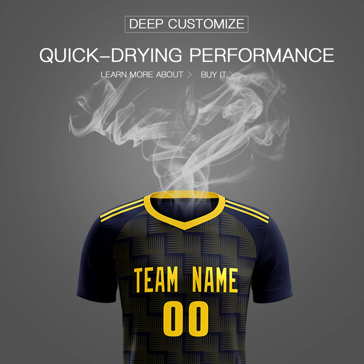 Custom Navy Gold01 Casual Outdoor Soccer Sets Jersey