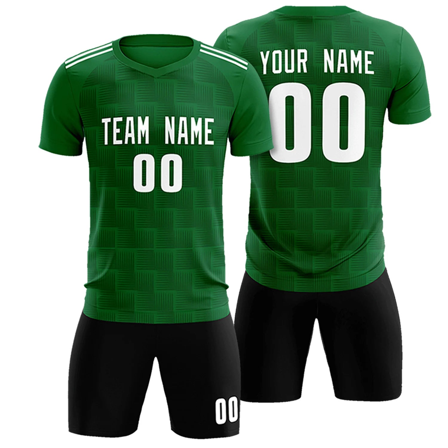 Custom Kelly Green Black Casual Outdoor Soccer Sets Jersey
