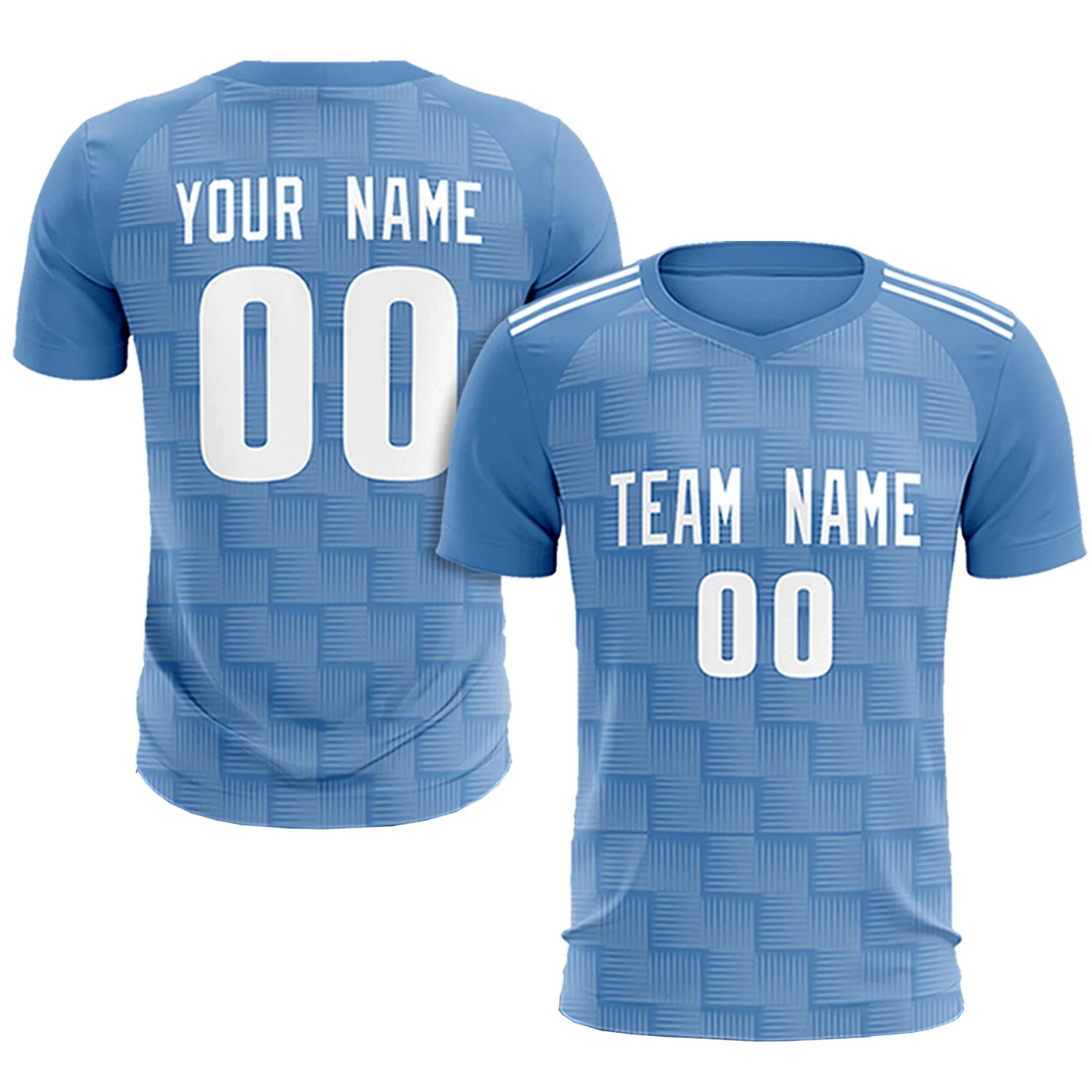 Custom Light Blue Black Casual Outdoor Soccer Sets Jersey