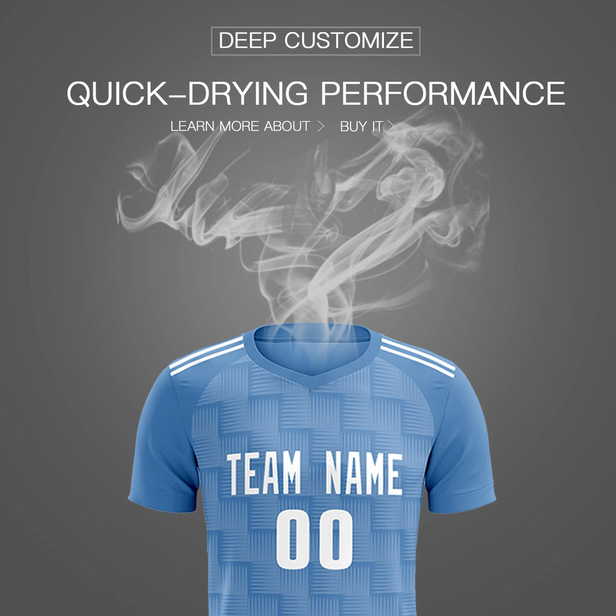 Custom Light Blue Black Casual Outdoor Soccer Sets Jersey
