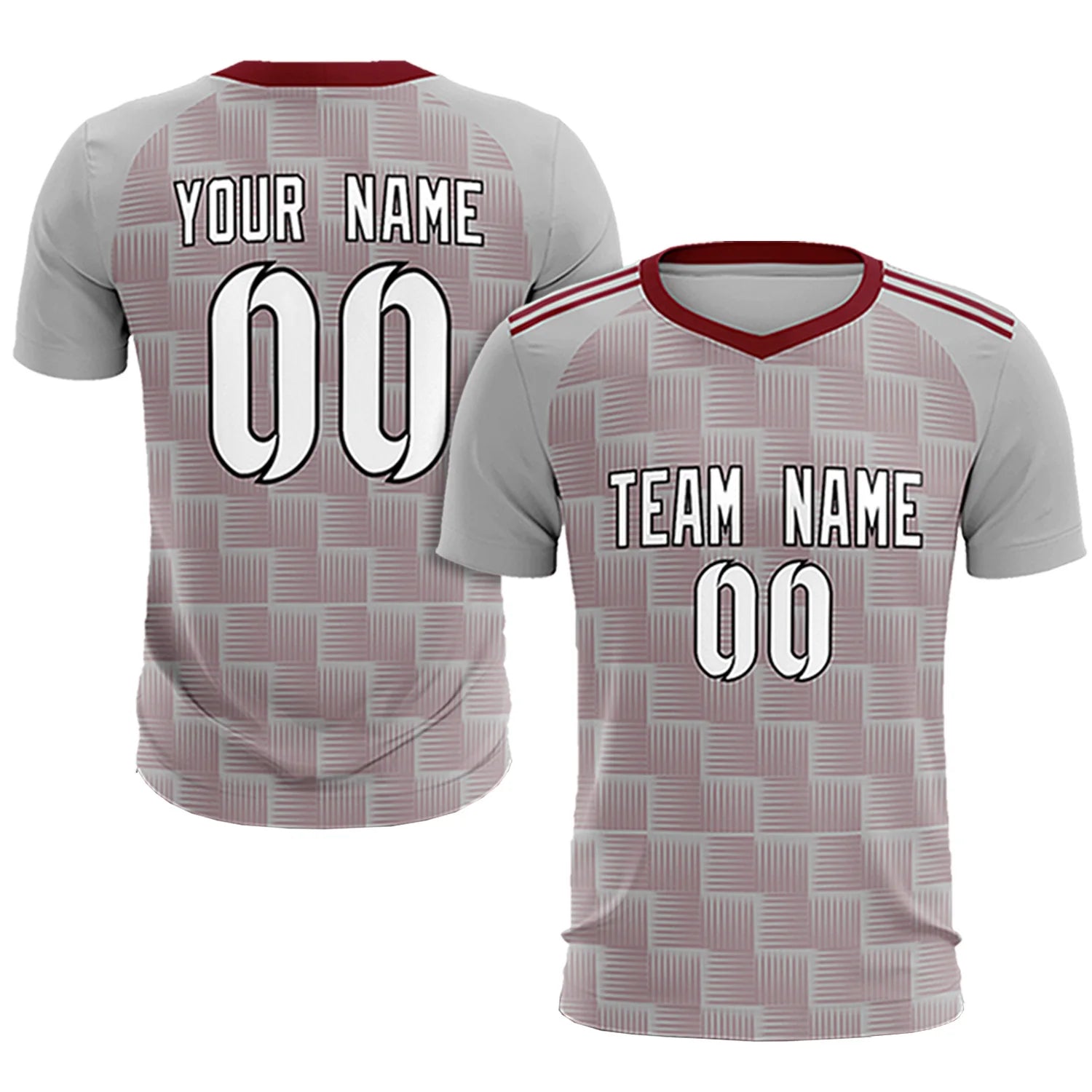 Custom Gray Crimson Casual Outdoor Soccer Sets Jersey