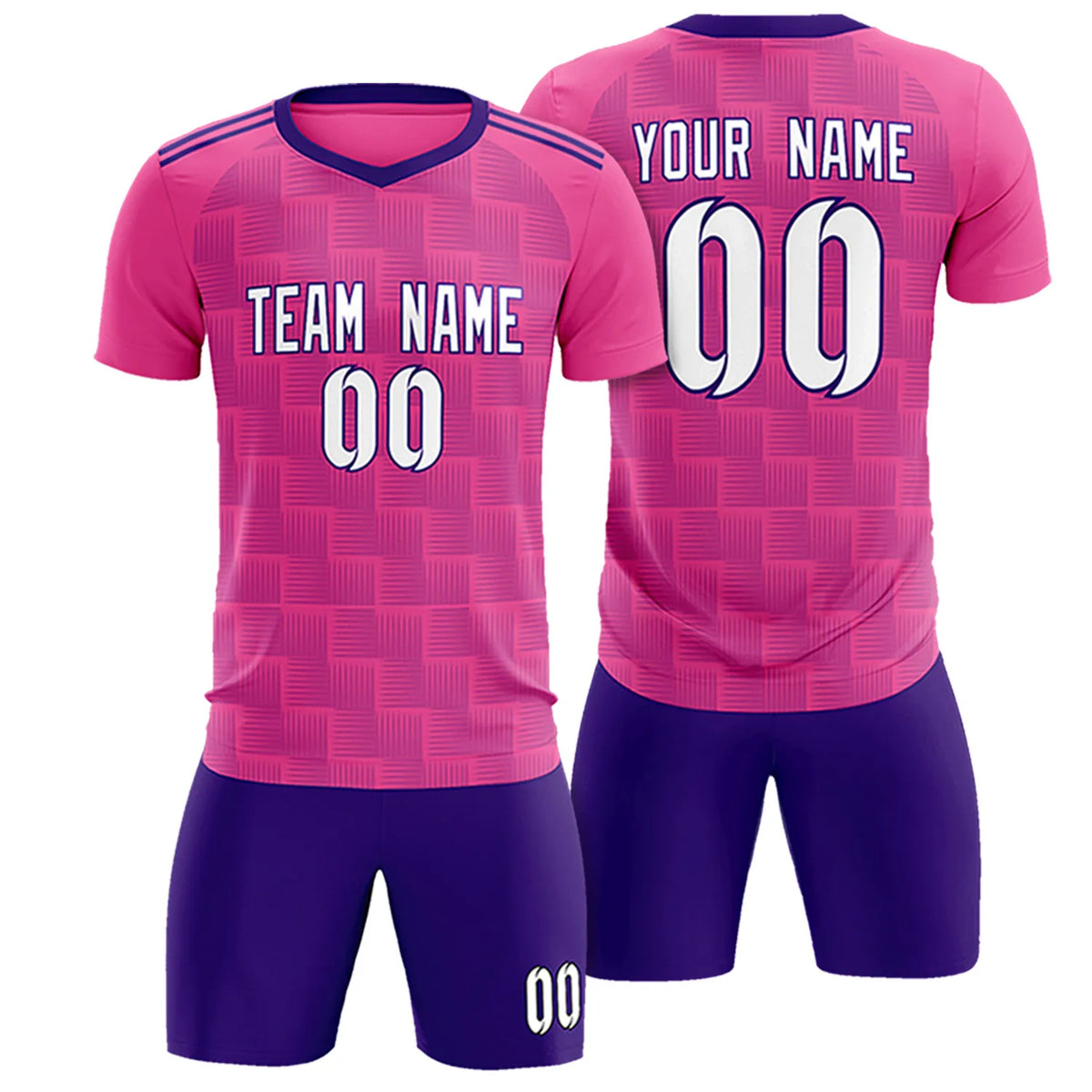 Custom Pink Purple Casual Outdoor Soccer Sets Jersey
