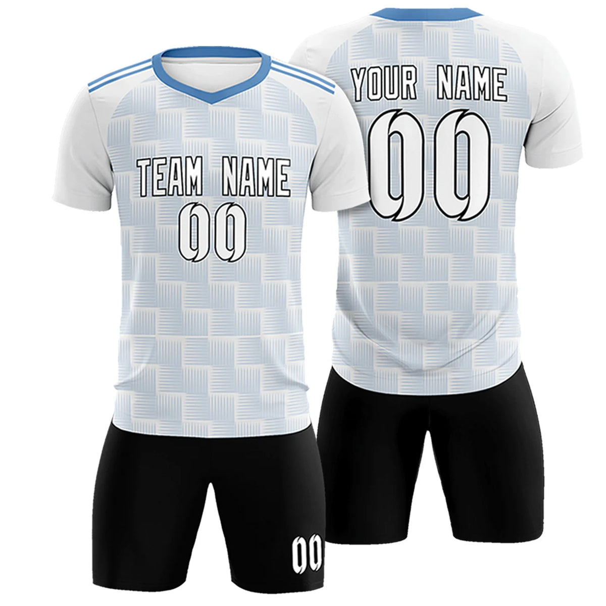 Custom White Light Blue Casual Outdoor Soccer Sets Jersey
