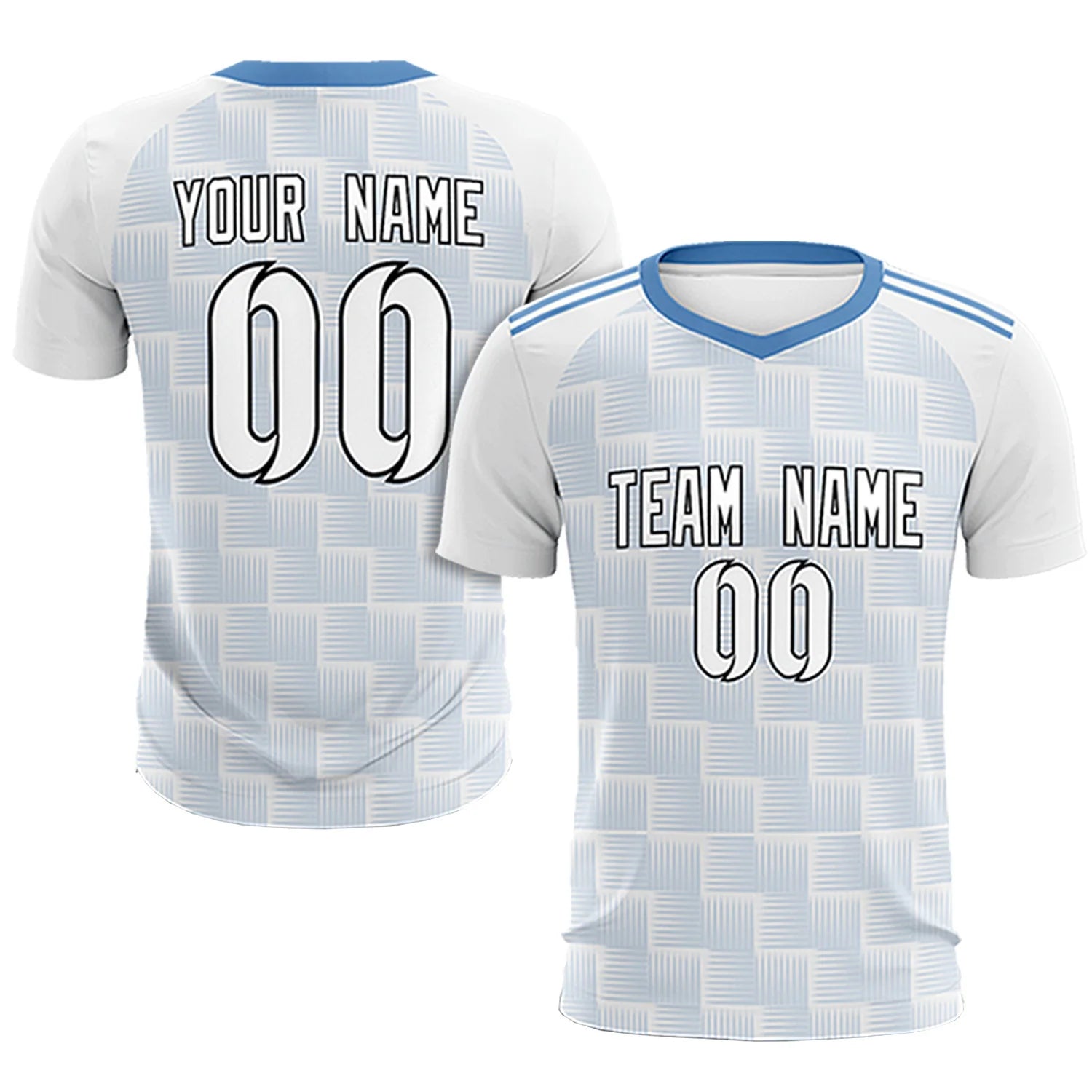 Custom White Light Blue Casual Outdoor Soccer Sets Jersey