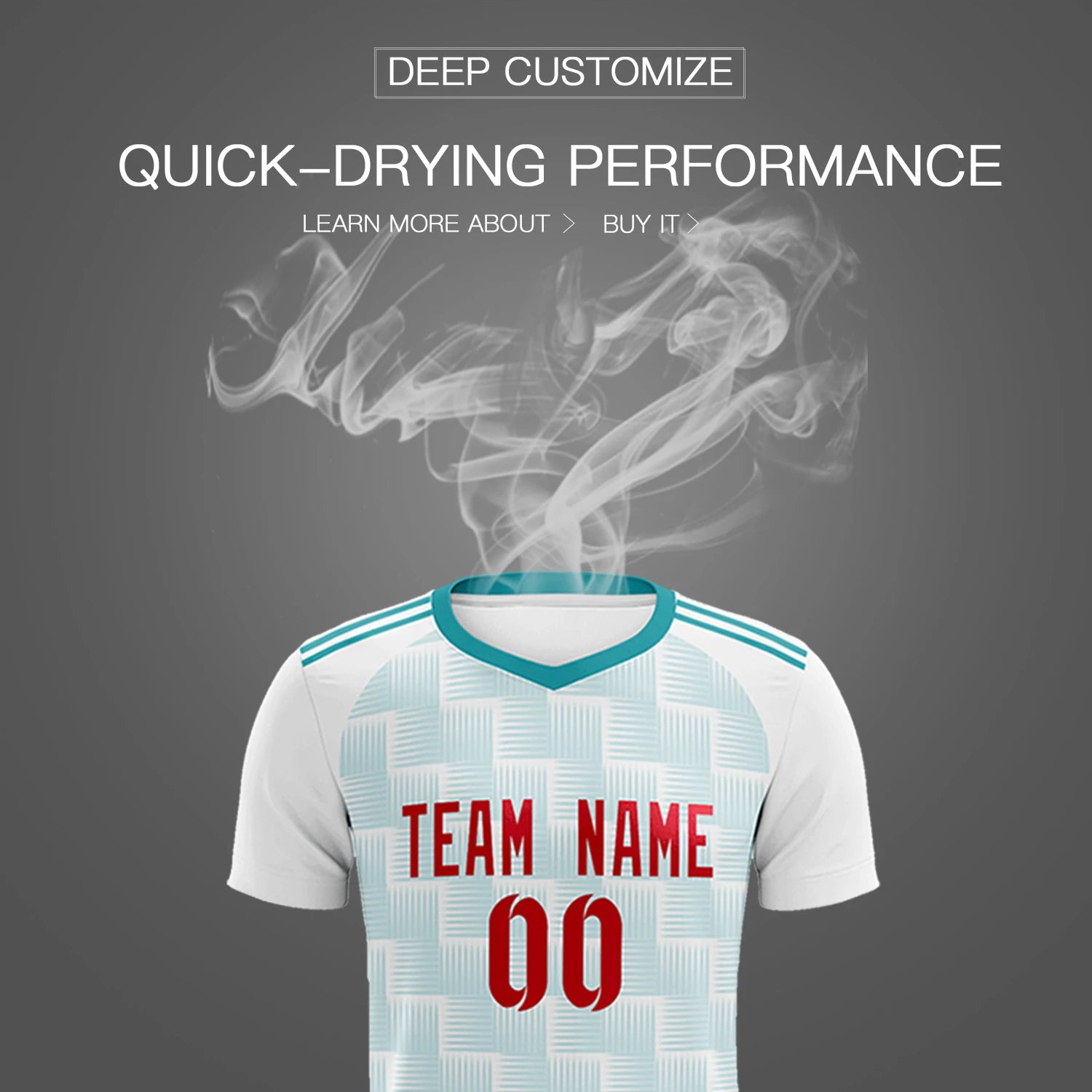 Custom White Aqua Casual Outdoor Soccer Sets Jersey