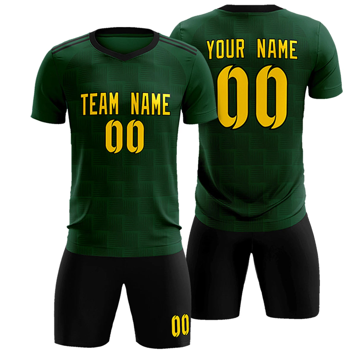 Custom Green Black Casual Outdoor Soccer Sets Jersey