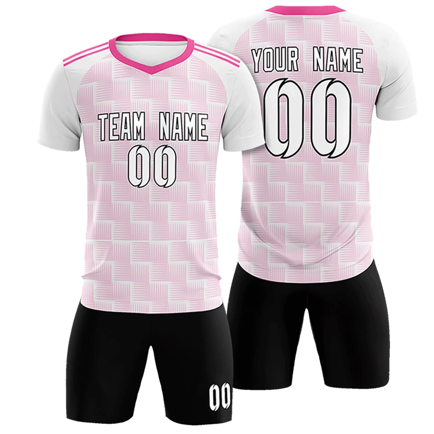 Custom White Pink Casual Outdoor Soccer Sets Jersey