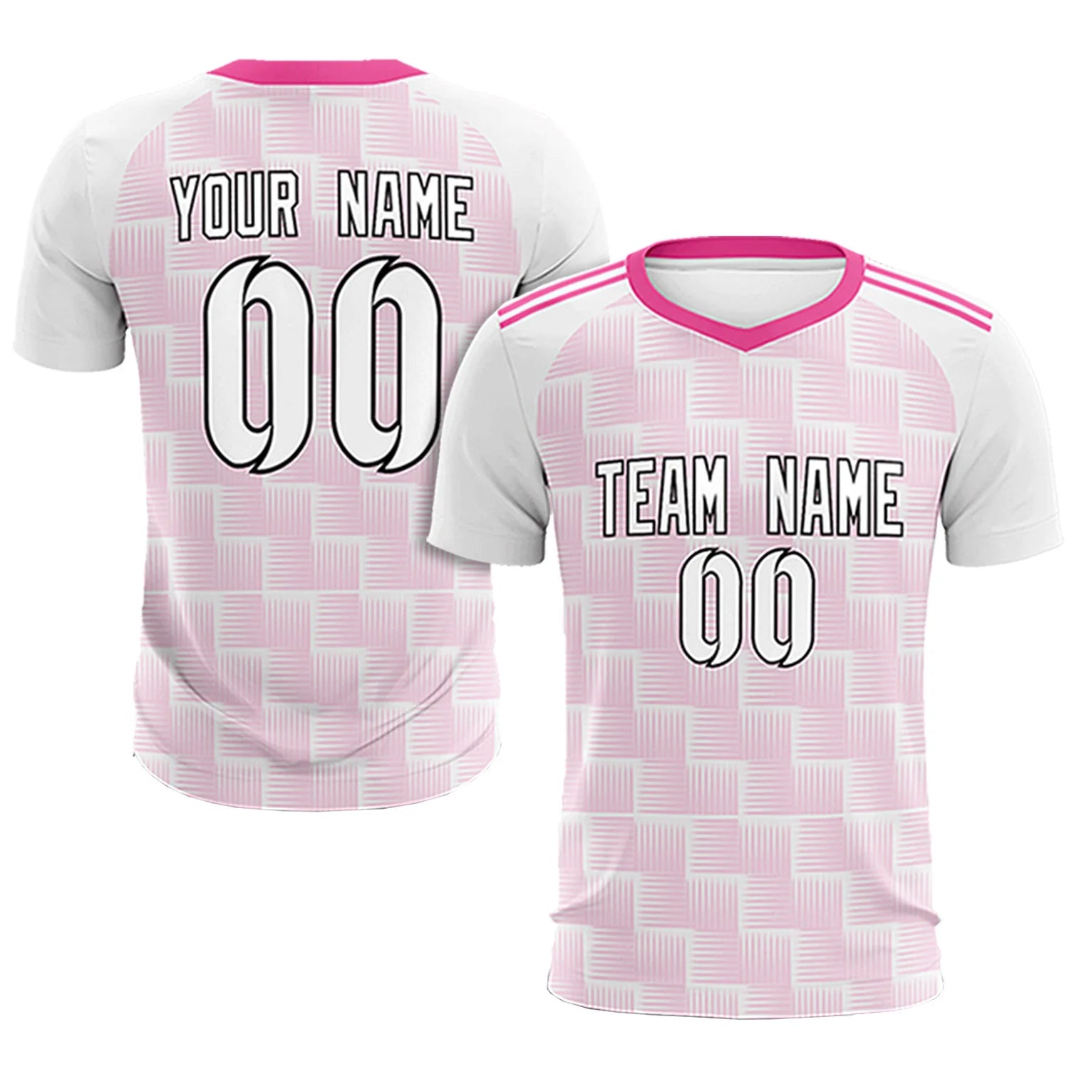 Custom White Pink Casual Outdoor Soccer Sets Jersey