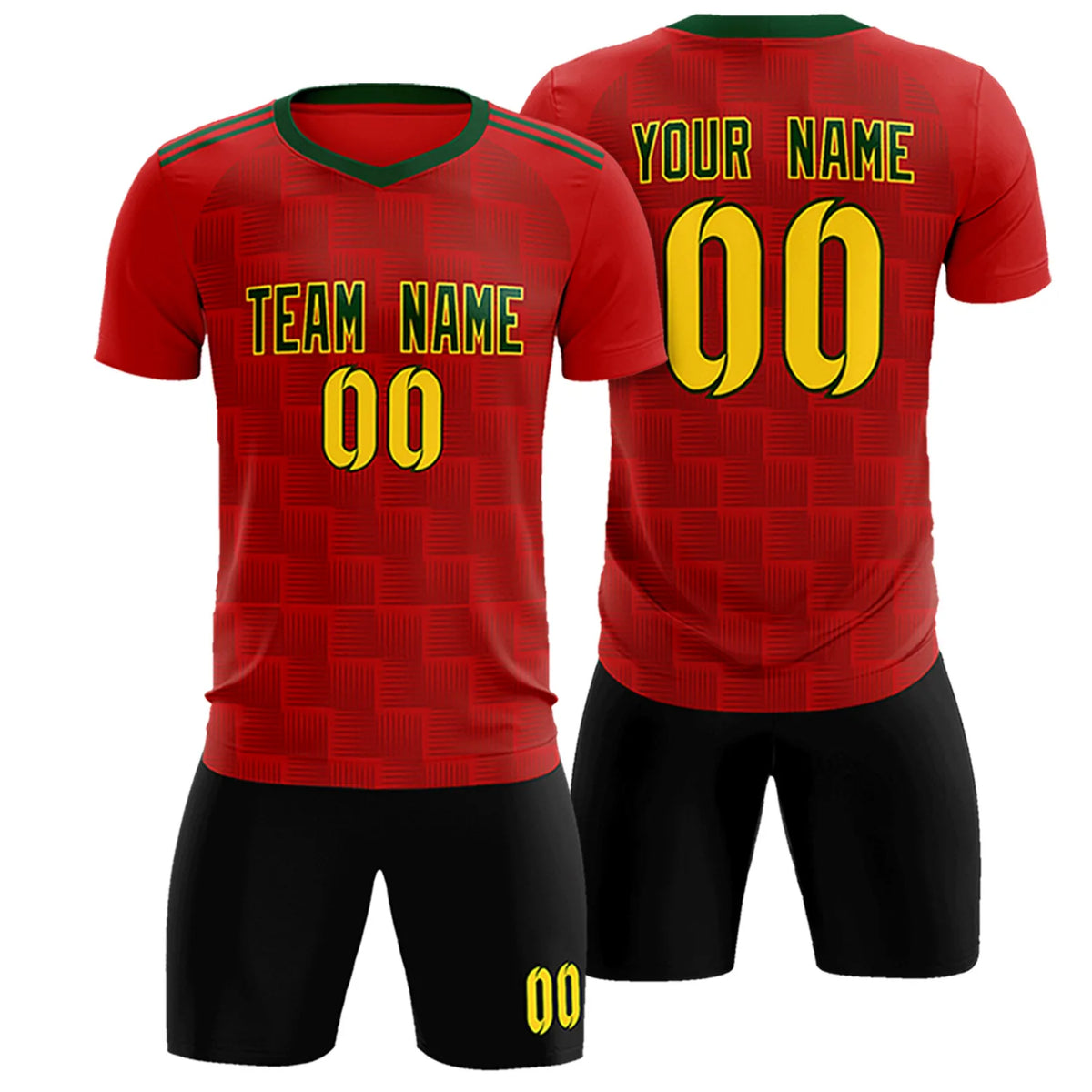 Custom Red Green Casual Outdoor Soccer Sets Jersey