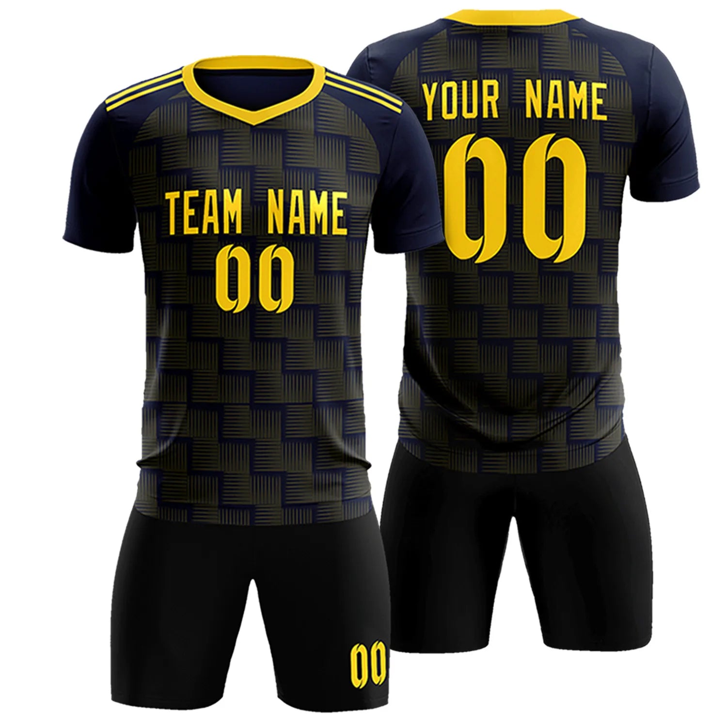 Custom Navy Gold01 Casual Outdoor Soccer Sets Jersey