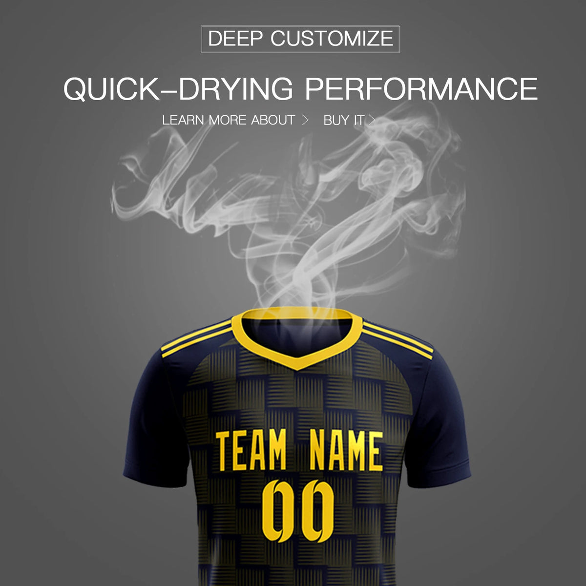 Custom Navy Gold01 Casual Outdoor Soccer Sets Jersey
