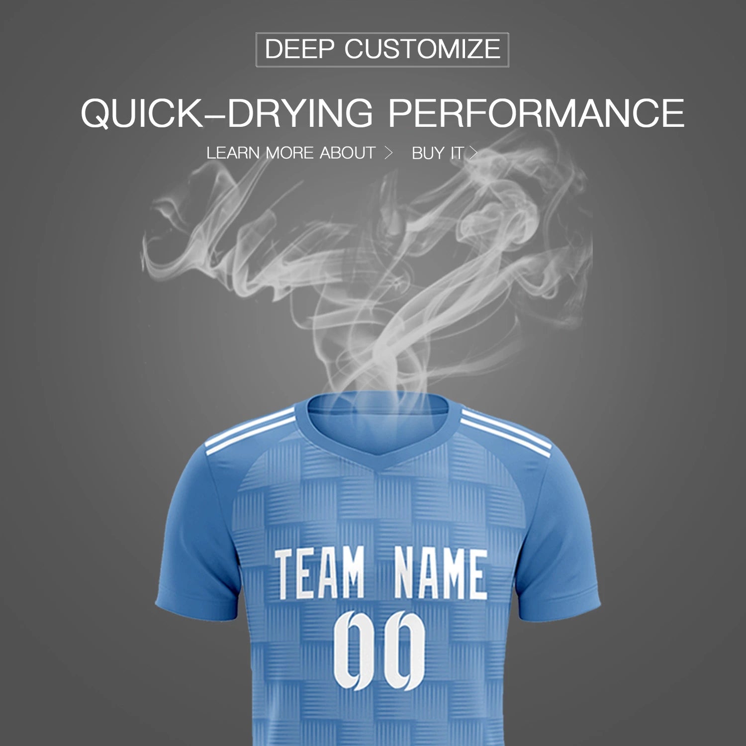 Custom Light Blue Black Casual Outdoor Soccer Sets Jersey