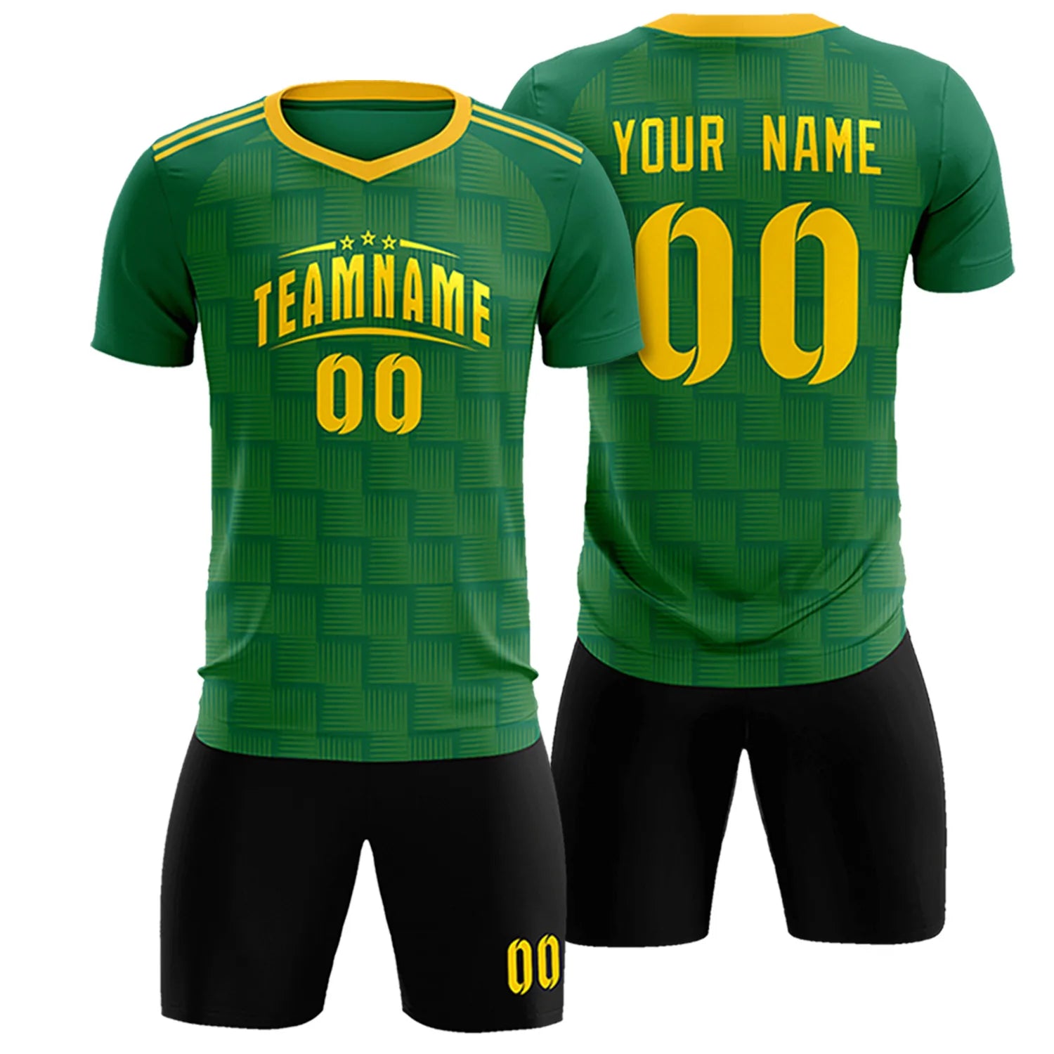 Custom Kelly Green Yellow Casual Outdoor Soccer Sets Jersey