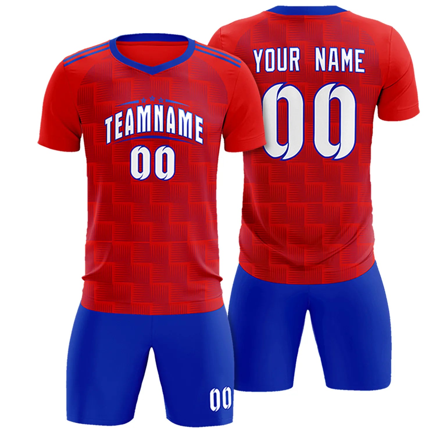 Custom Red Royal Blue Casual Outdoor Soccer Sets Jersey