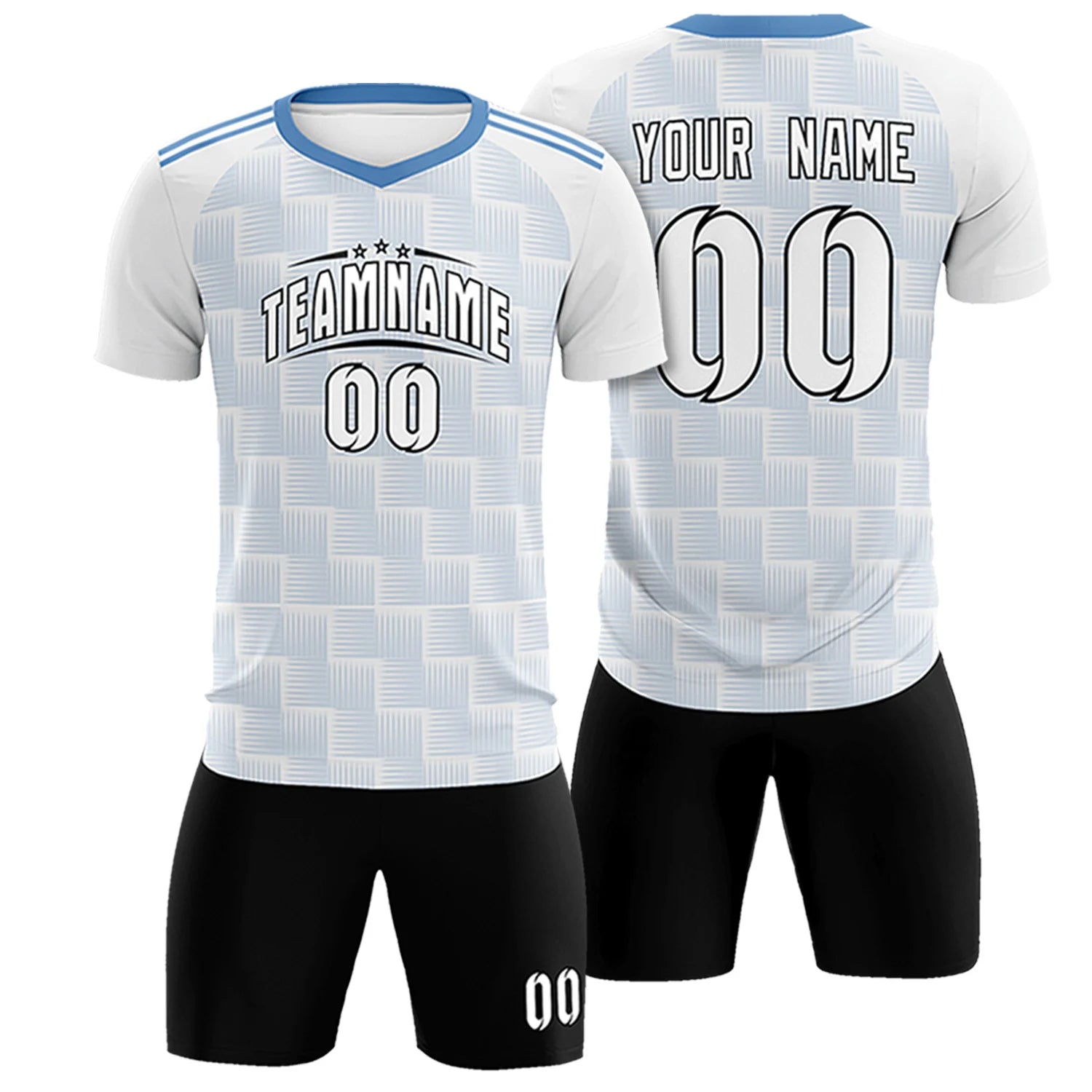 Custom White Light Blue Casual Outdoor Soccer Sets Jersey