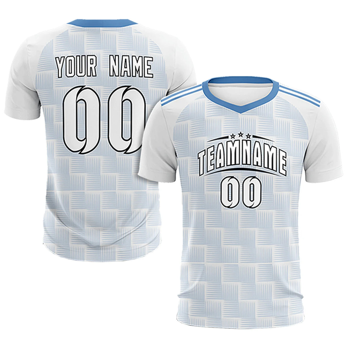 Custom White Light Blue Casual Outdoor Soccer Sets Jersey
