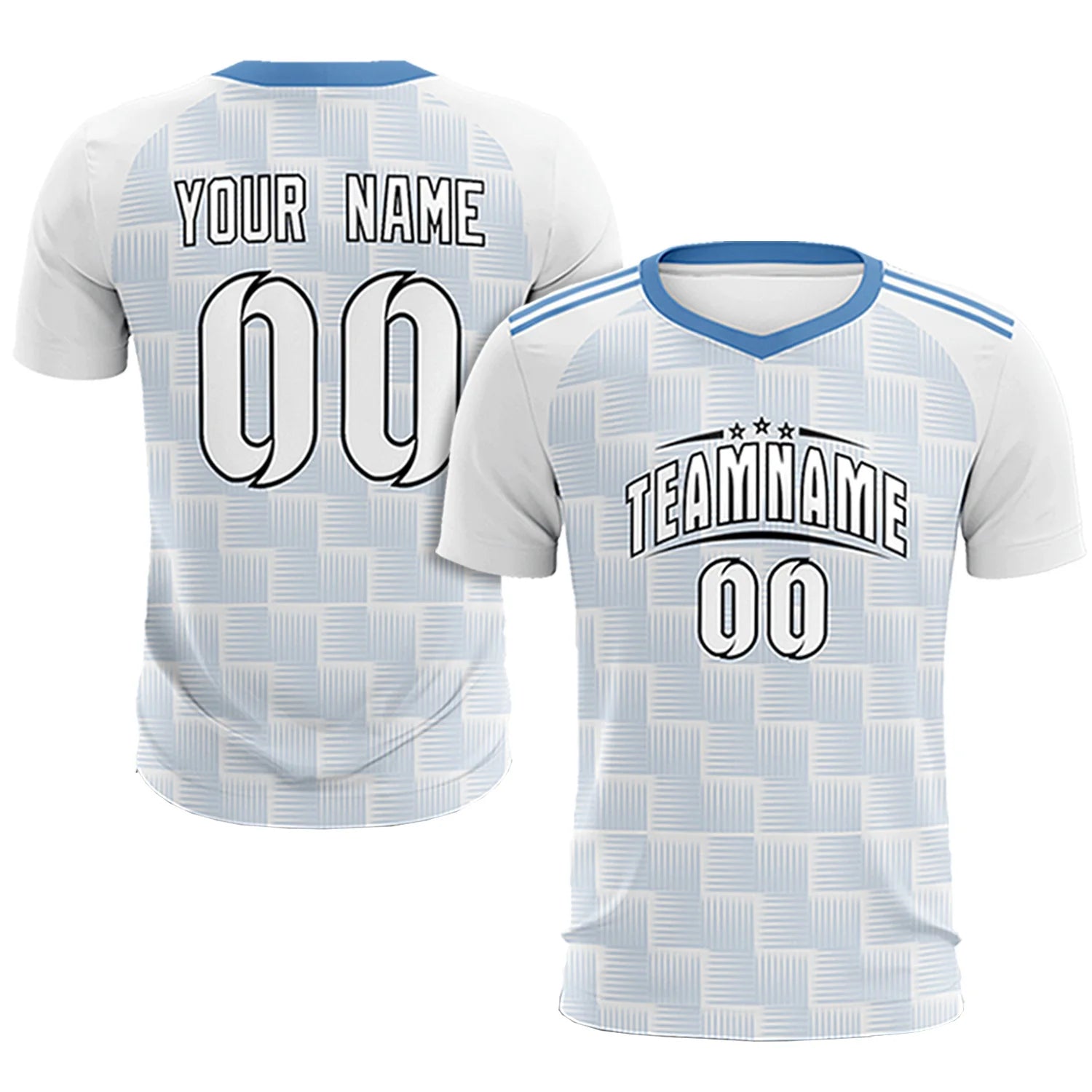 Custom White Light Blue Casual Outdoor Soccer Sets Jersey