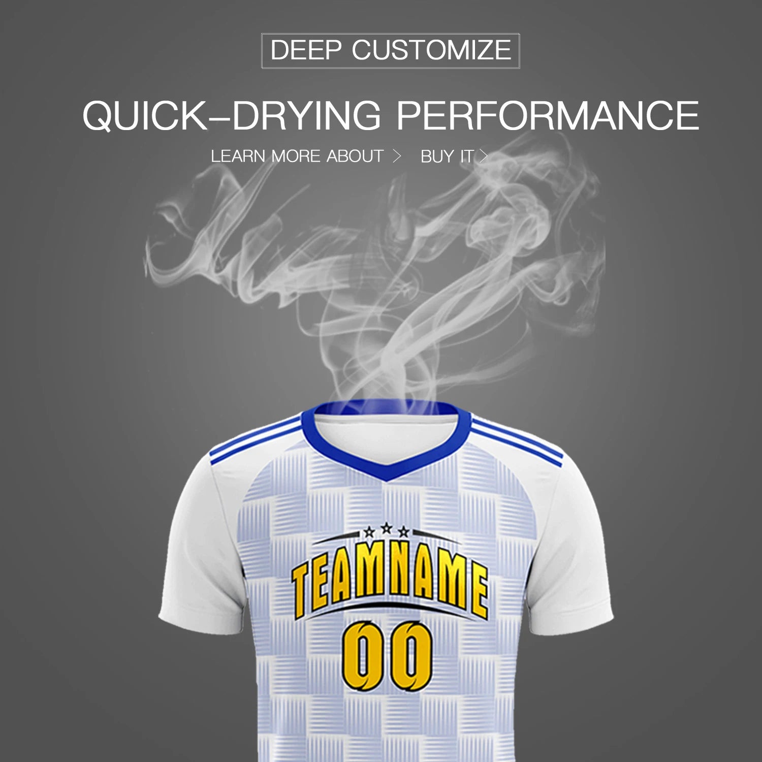 Custom White Royal Blue Casual Outdoor Soccer Sets Jersey