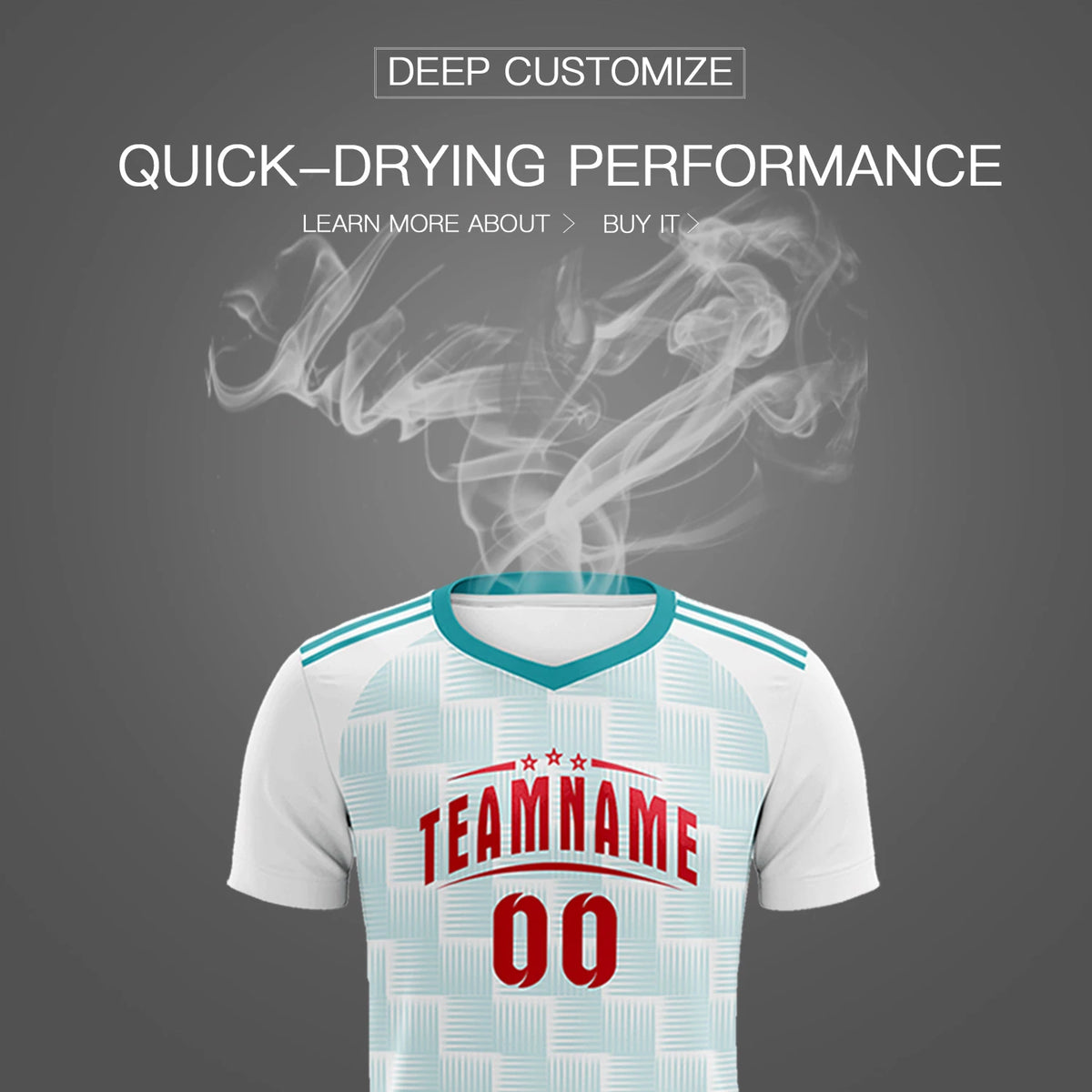 Custom White Aqua Casual Outdoor Soccer Sets Jersey