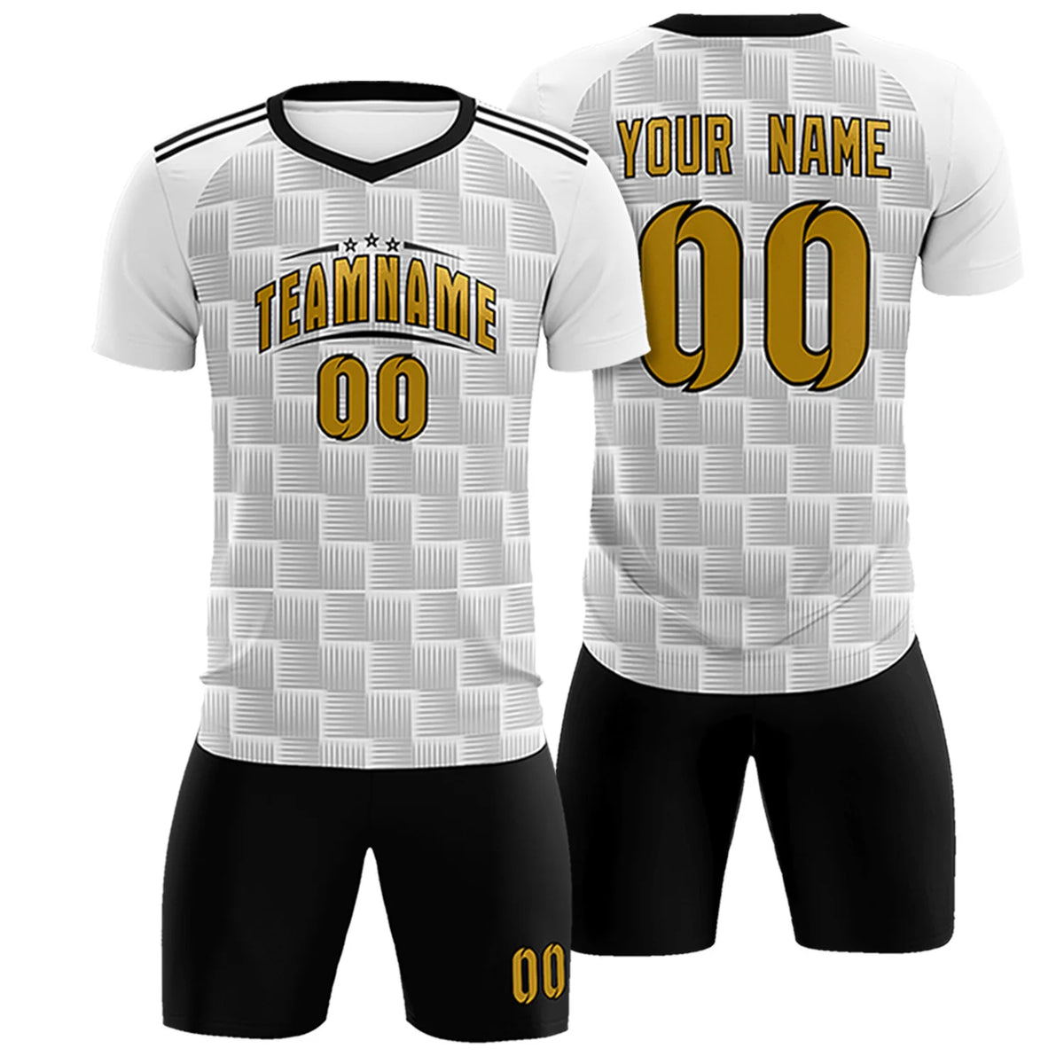 Custom White Black Casual Outdoor Soccer Sets Jersey