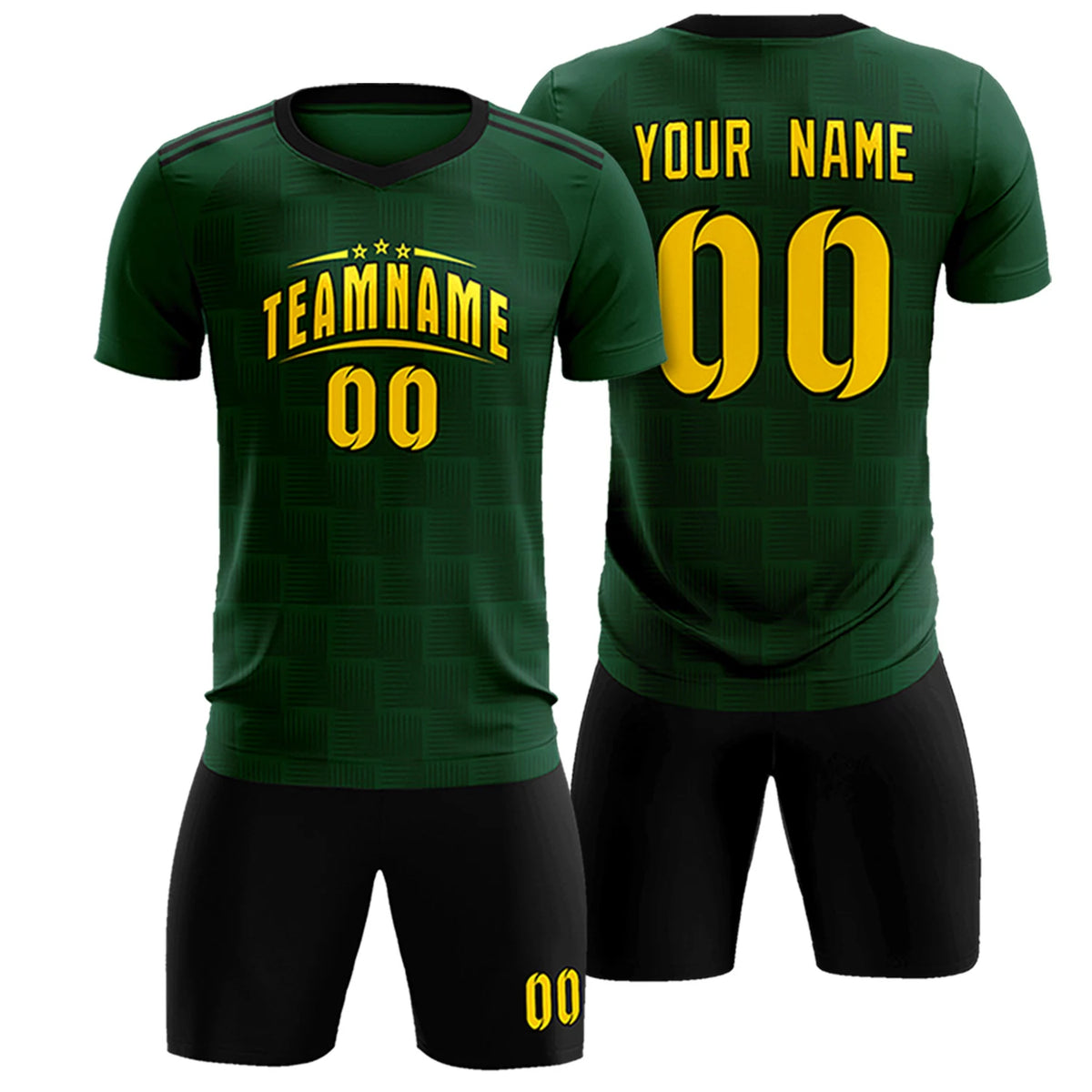 Custom Green Black Casual Outdoor Soccer Sets Jersey