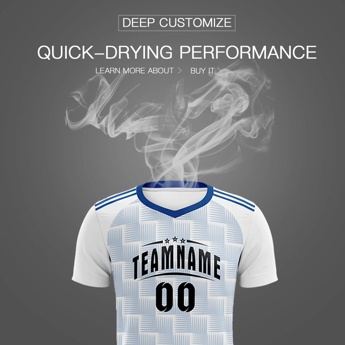 Custom White Royal Blue Casual Outdoor Soccer Sets Jersey