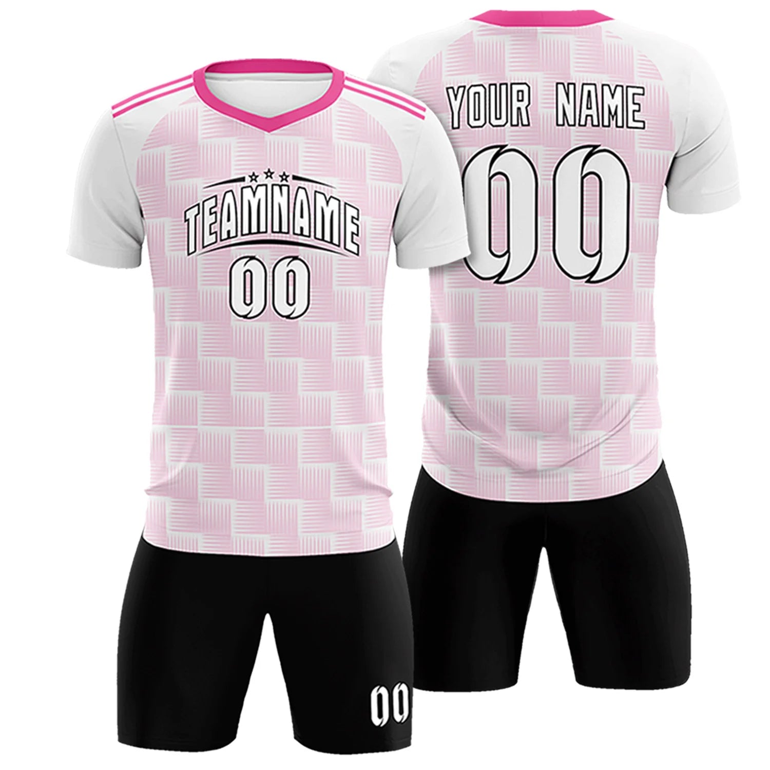 Custom White Pink Casual Outdoor Soccer Sets Jersey