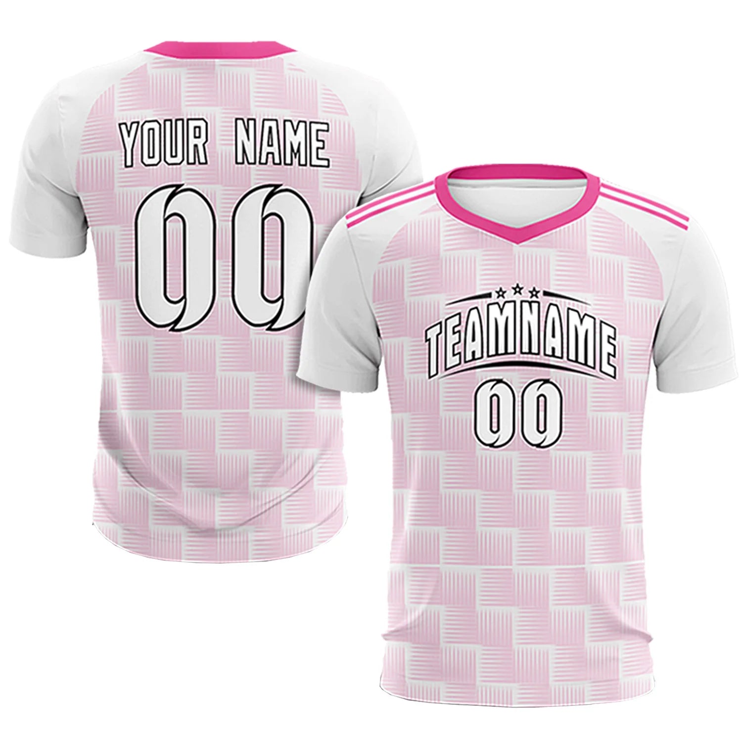 Custom White Pink Casual Outdoor Soccer Sets Jersey