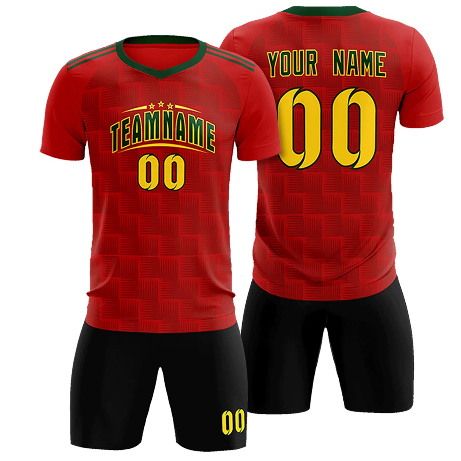 Custom Red Green Casual Outdoor Soccer Sets Jersey