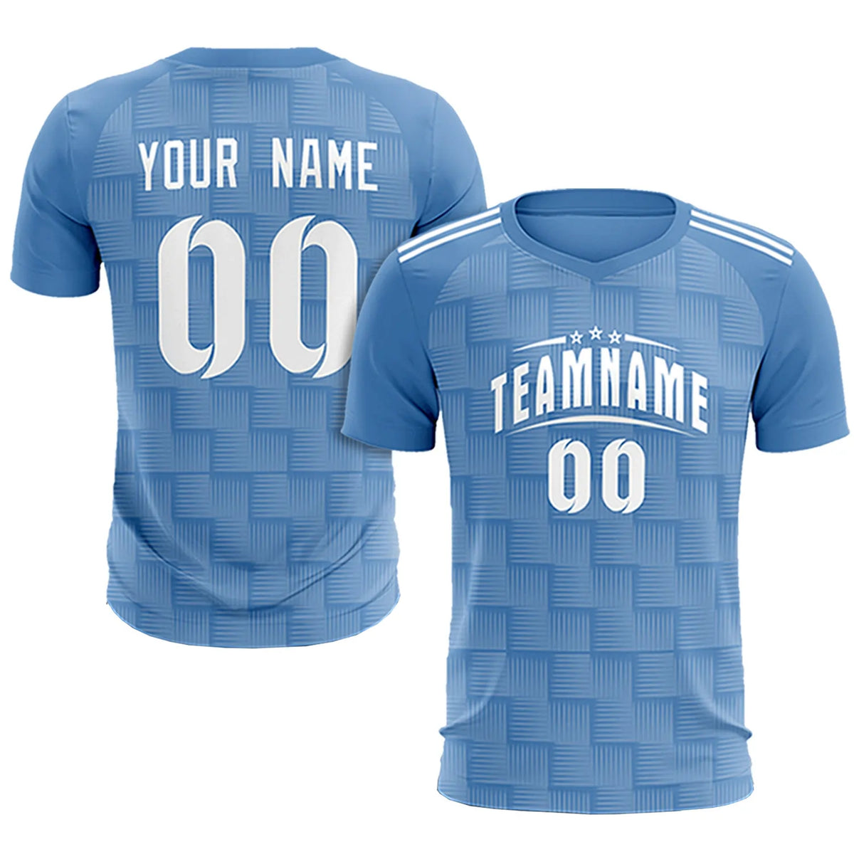 Custom Light Blue Black Casual Outdoor Soccer Sets Jersey
