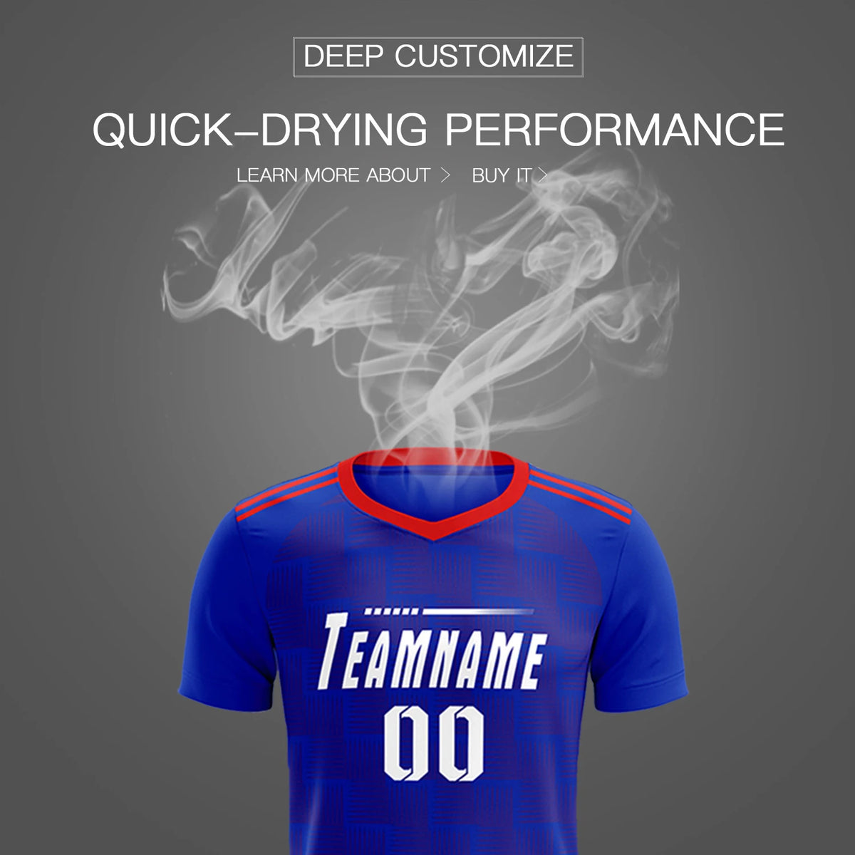 Custom Royal Blue Red Casual Outdoor Soccer Sets Jersey