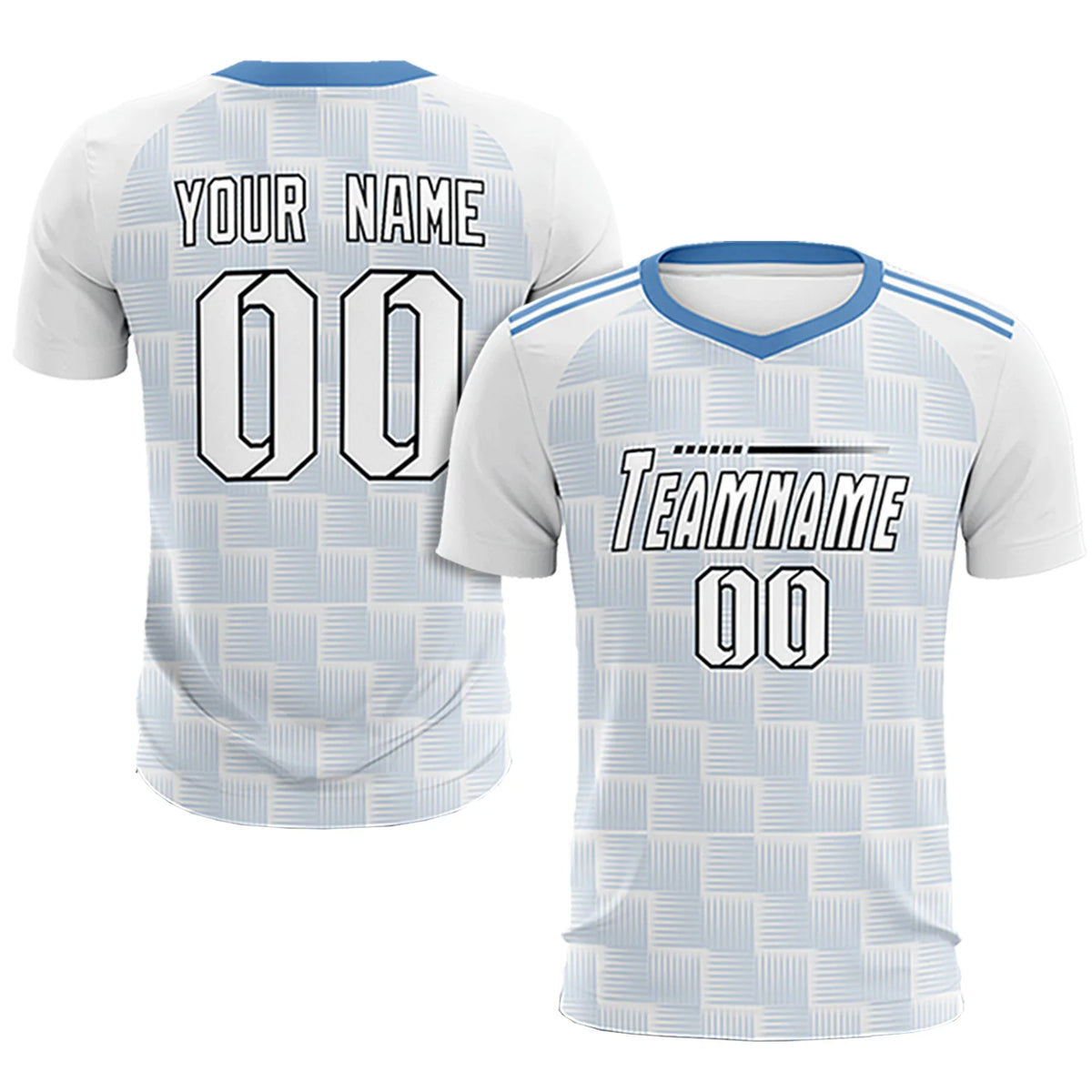 Custom White Light Blue Casual Outdoor Soccer Sets Jersey