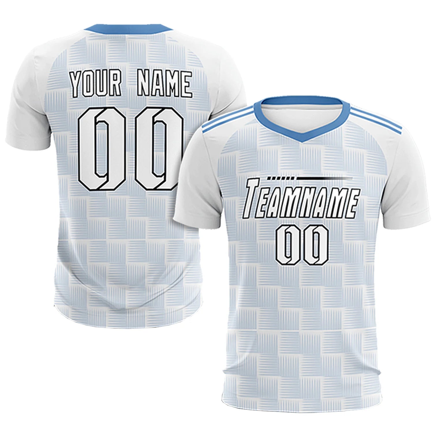Custom White Light Blue Casual Outdoor Soccer Sets Jersey