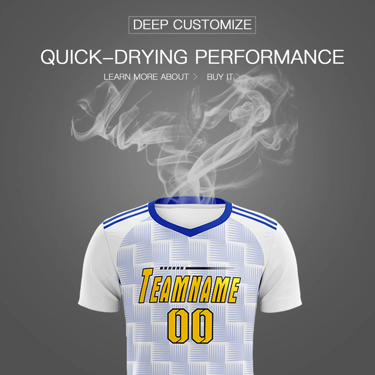 Custom White Royal Blue Casual Outdoor Soccer Sets Jersey