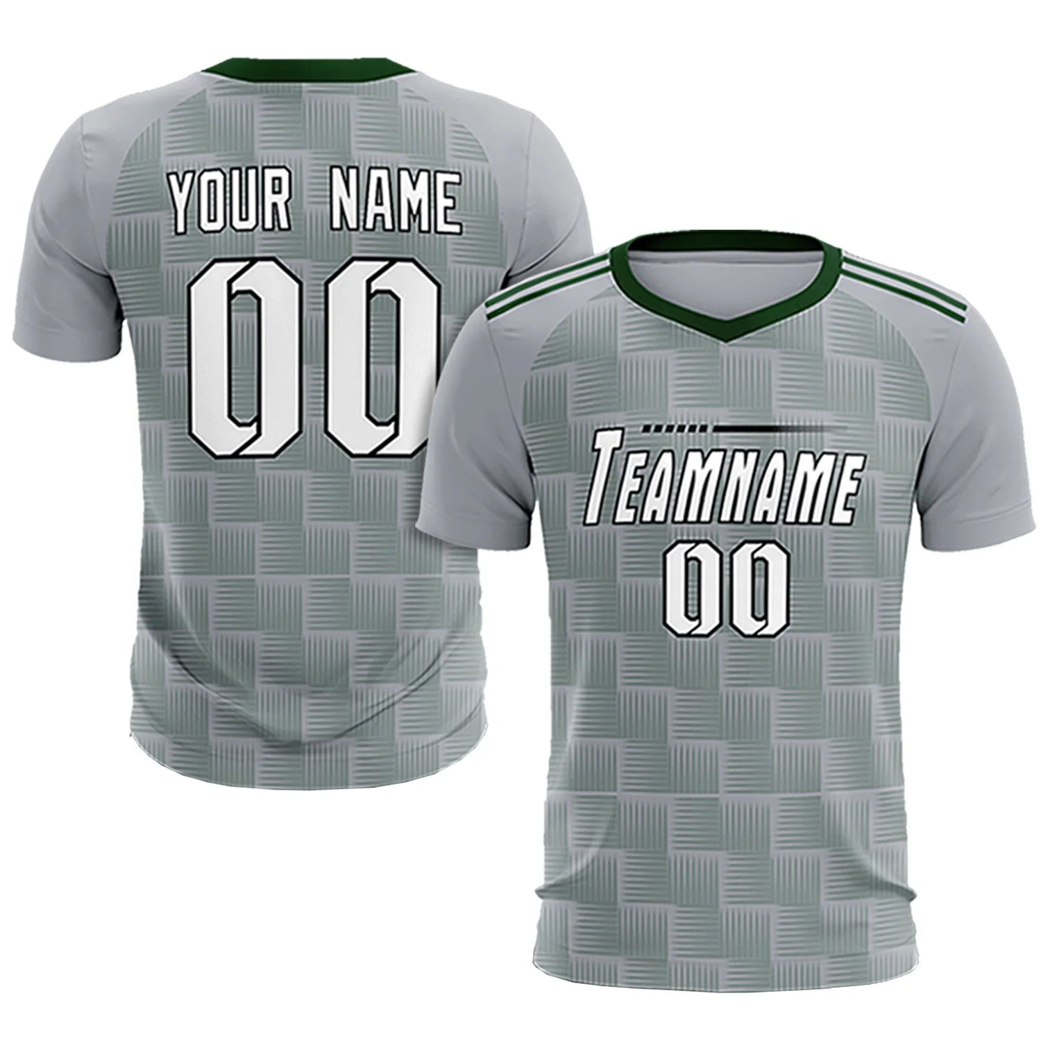 Custom Gray Green Casual Outdoor Soccer Sets Jersey