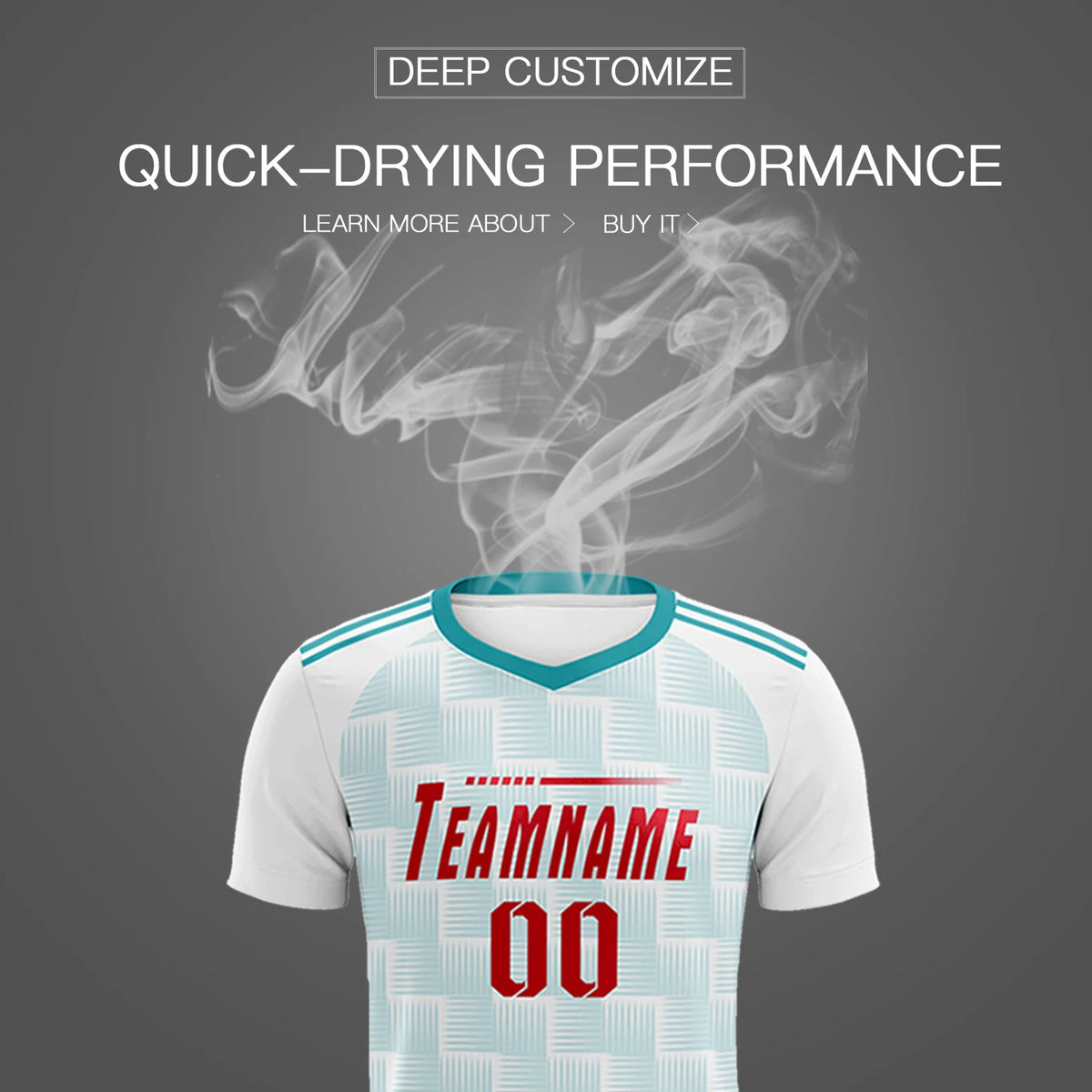 Custom White Aqua Casual Outdoor Soccer Sets Jersey