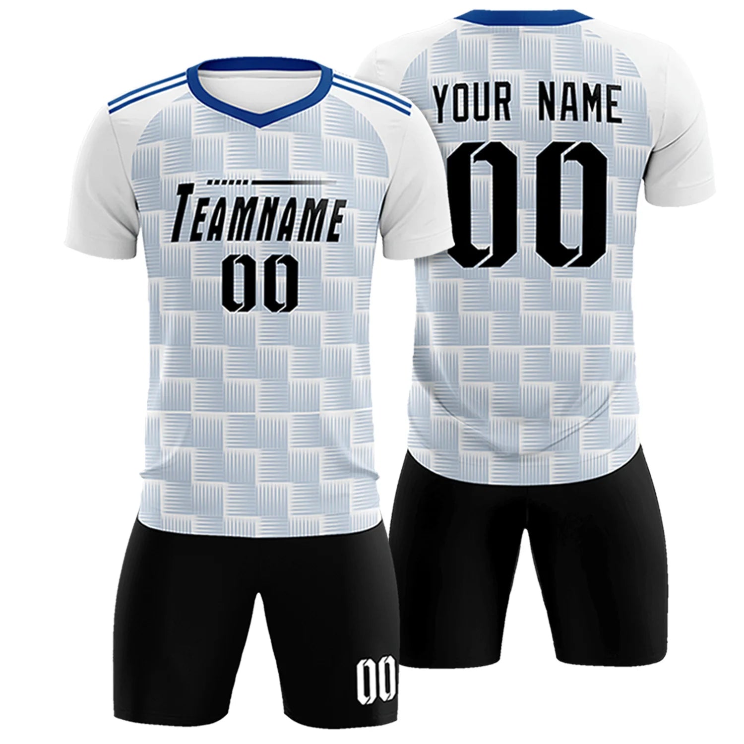 Custom White Royal Blue Casual Outdoor Soccer Sets Jersey