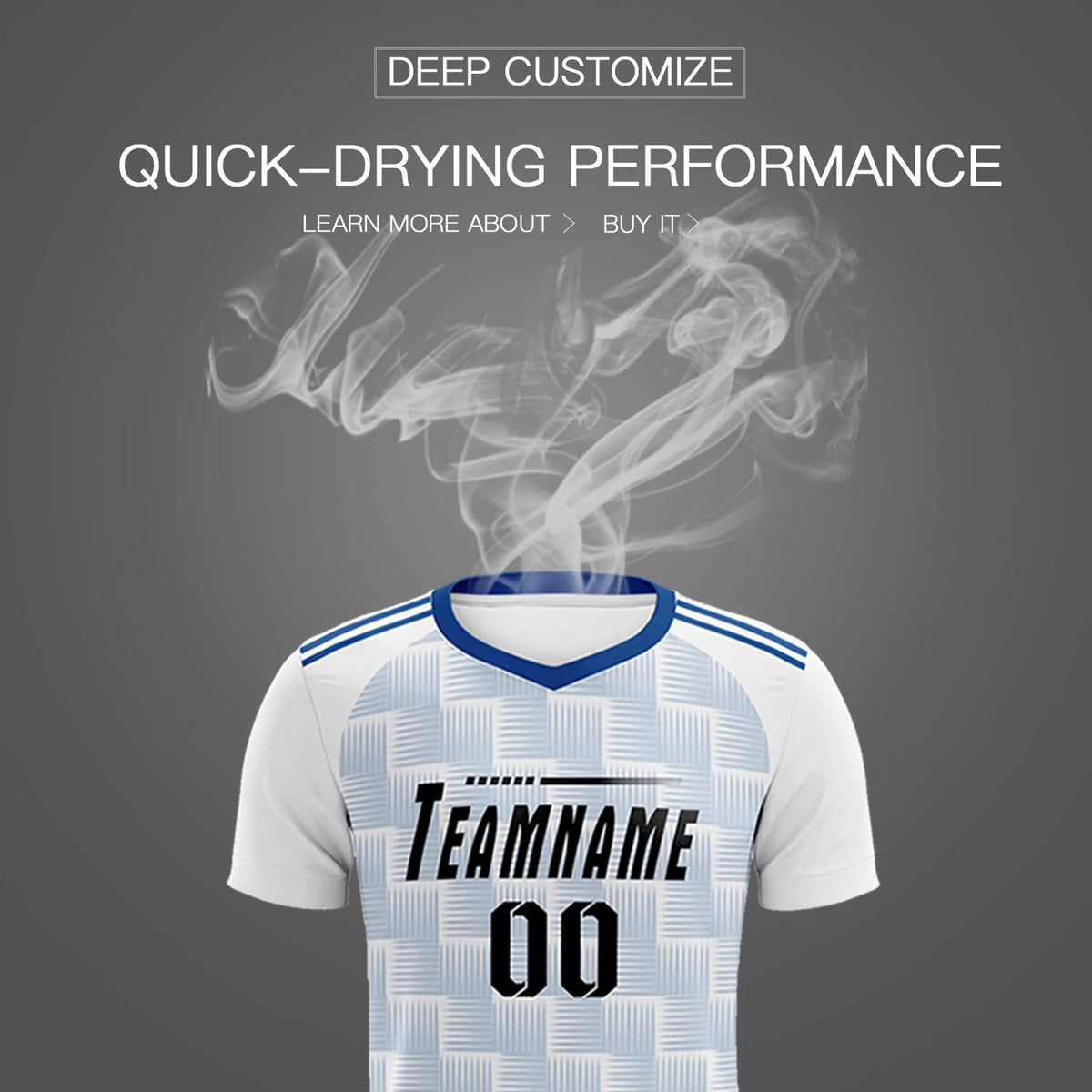 Custom White Royal Blue Casual Outdoor Soccer Sets Jersey