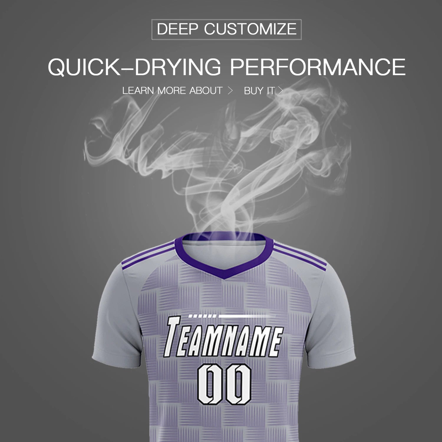 Custom Gray Purple Casual Outdoor Soccer Sets Jersey