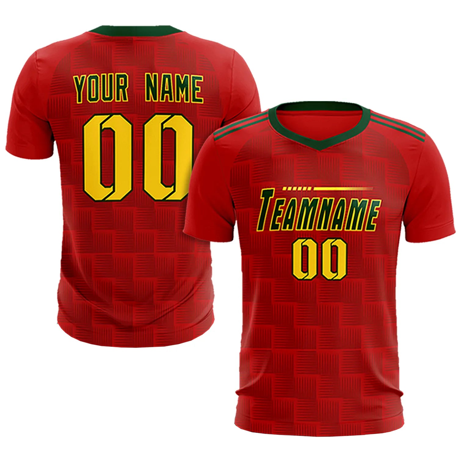 Custom Red Green Casual Outdoor Soccer Sets Jersey
