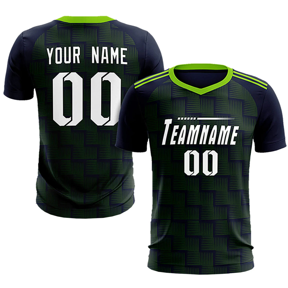 Custom Navy Neon Green Casual Outdoor Soccer Sets Jersey
