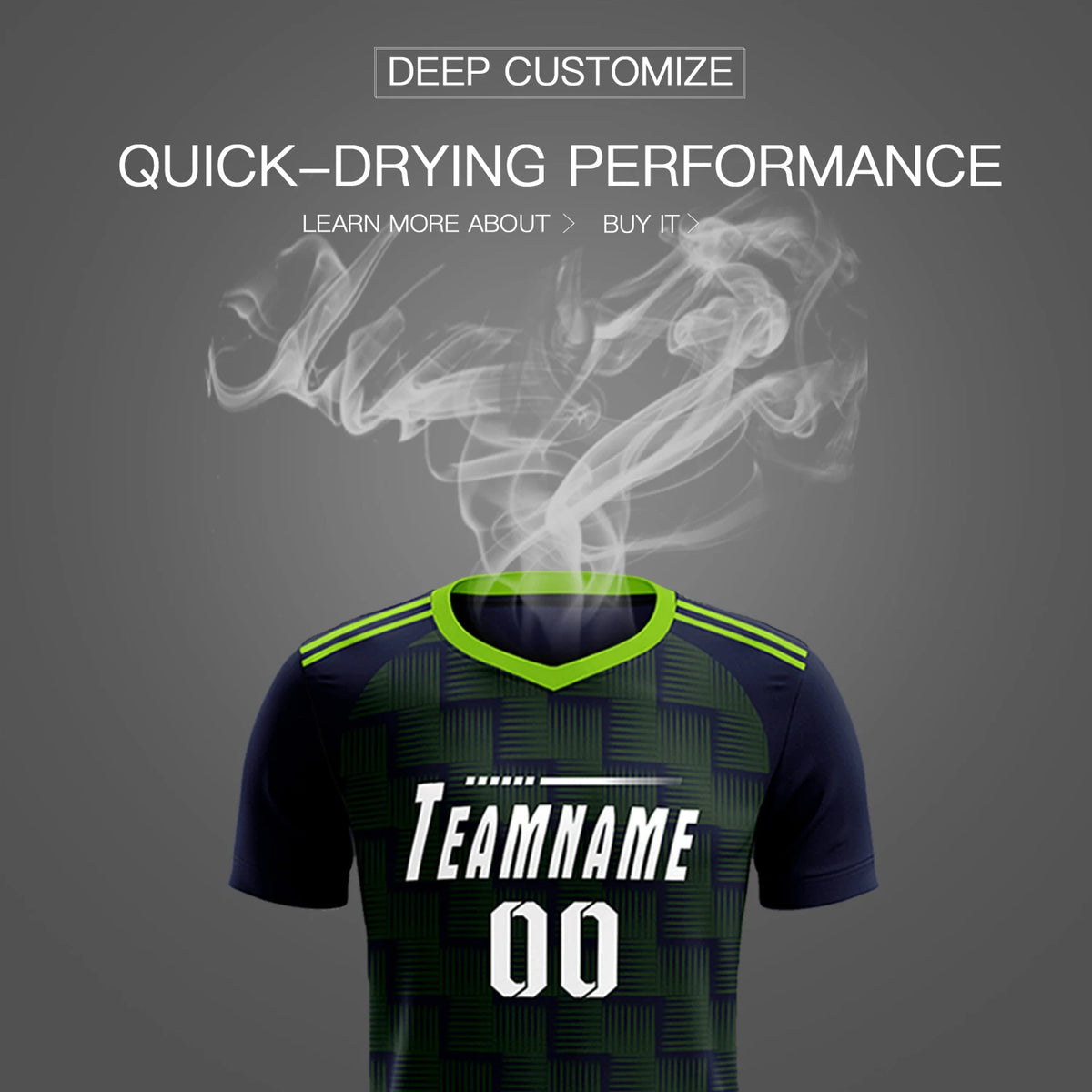 Custom Navy Neon Green Casual Outdoor Soccer Sets Jersey