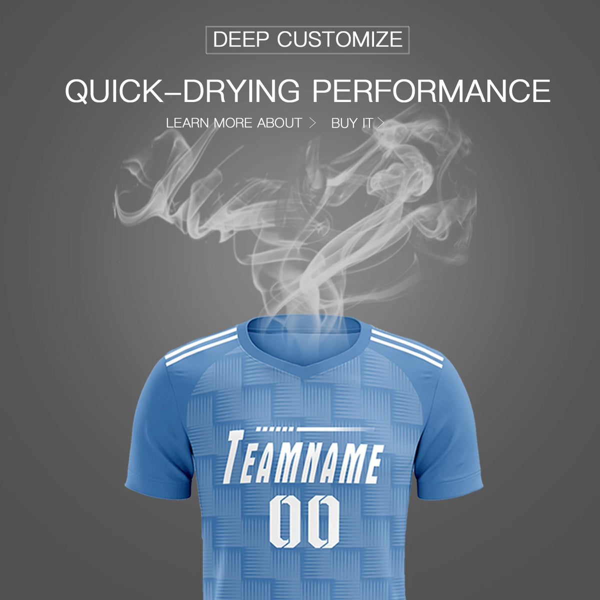 Custom Light Blue Black Casual Outdoor Soccer Sets Jersey