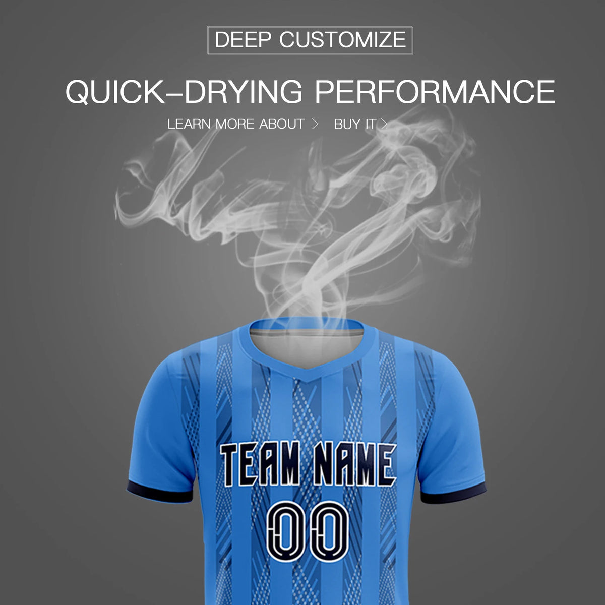 Custom Powder Blue Navy-White Soft Soccer Sets Jersey