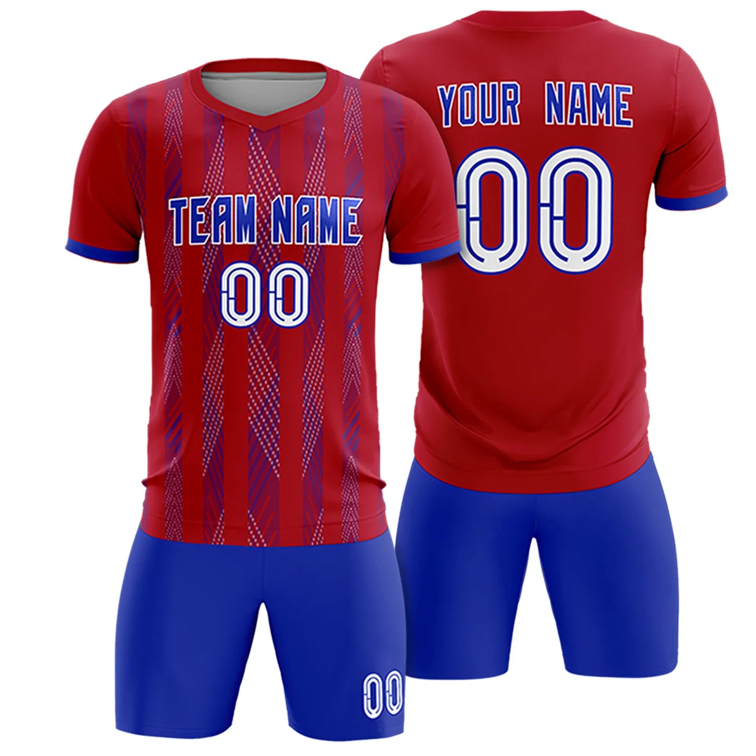 Custom Red Royal Blue-White Soft Soccer Sets Jersey